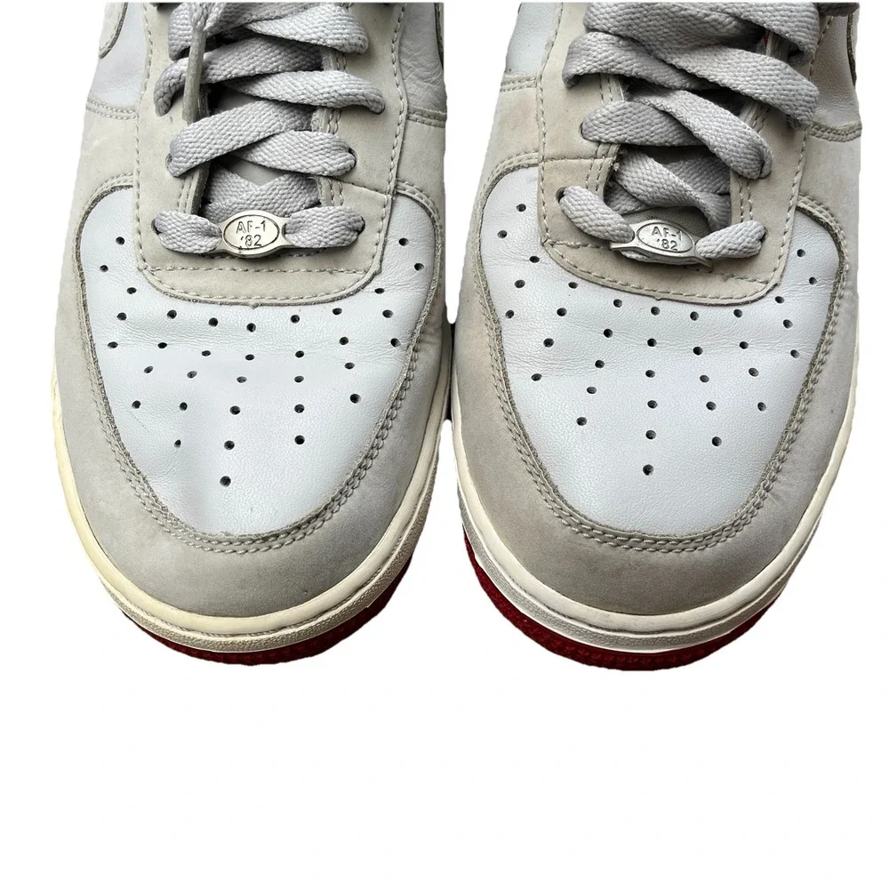 Nike Air Force 1 Sneakers Men's 8 Grey Varsity Red Y2K Low Top Basketball Shoes